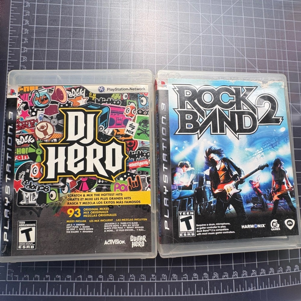 PS3 Games DJ Hero Rock Band 2 Bundle Good Manuals Included